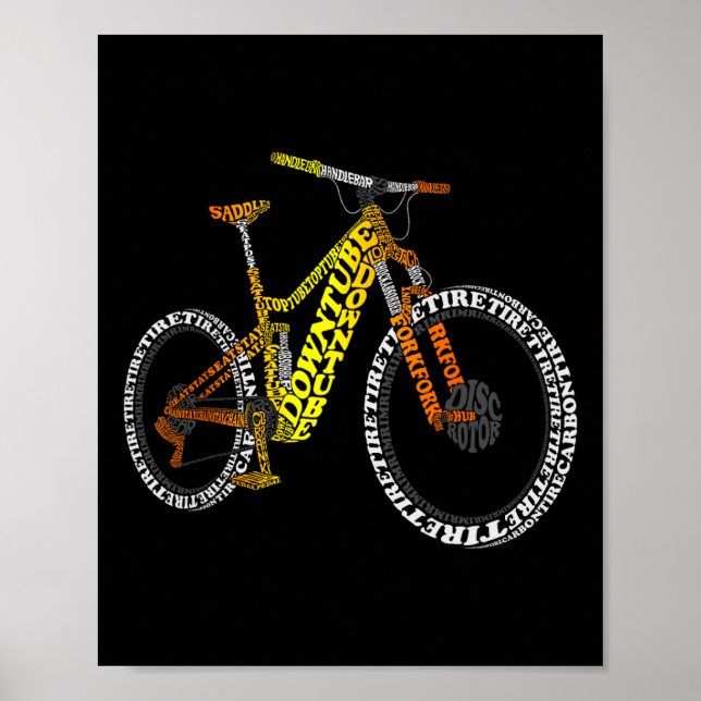 Poster Anatomia de Bicicleta Peças de Mountain Bike Mtb E (Frente)