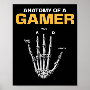 Poster Anatomia De Um Esqueleto De Jogador Mão Engraçado 