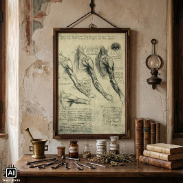 Póster Anatomia do Braço e Ombro por Leonardo da Vinci