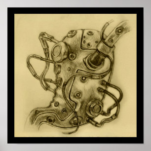 Poster Anatomia do estômago mecânico Desenho de Impress