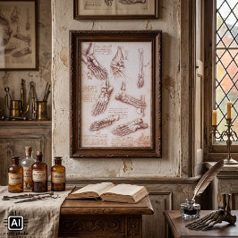 Póster Anatomia Humana dos Ossos do Pé por Leonardo da Vi