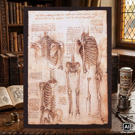 Póster Anatomia Humana Esqueleto Ossos por Leonardo da Vi