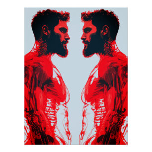 Póster Anatomia Vermelha - Estudo do Músculo Humano Abstr