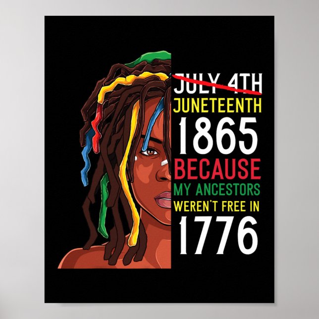 Poster Ancestrais do Dia Livre 1776 julho 4º Africano Neg (Frente)