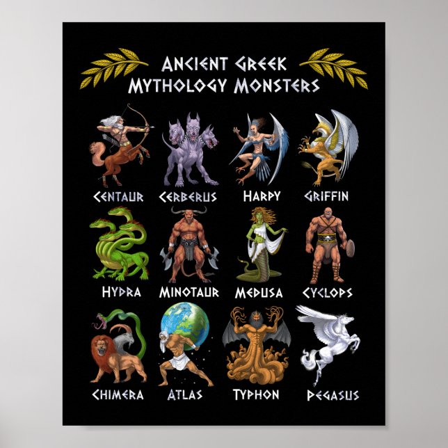Poster Ancient Greek Mythology Monsters (Frente)