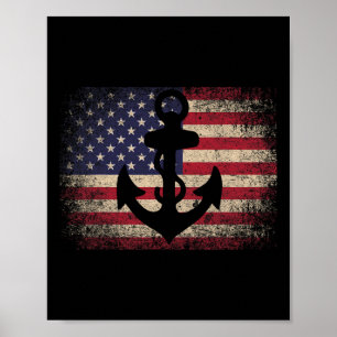 Poster Âncora 4 De Julho Gift American Flag - Boat Saili