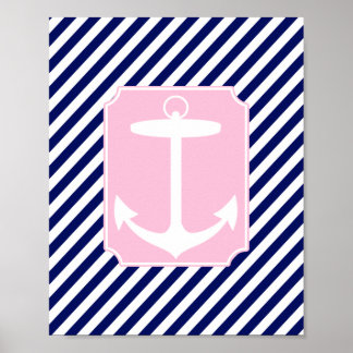 Póster Âncora azul e rosa
