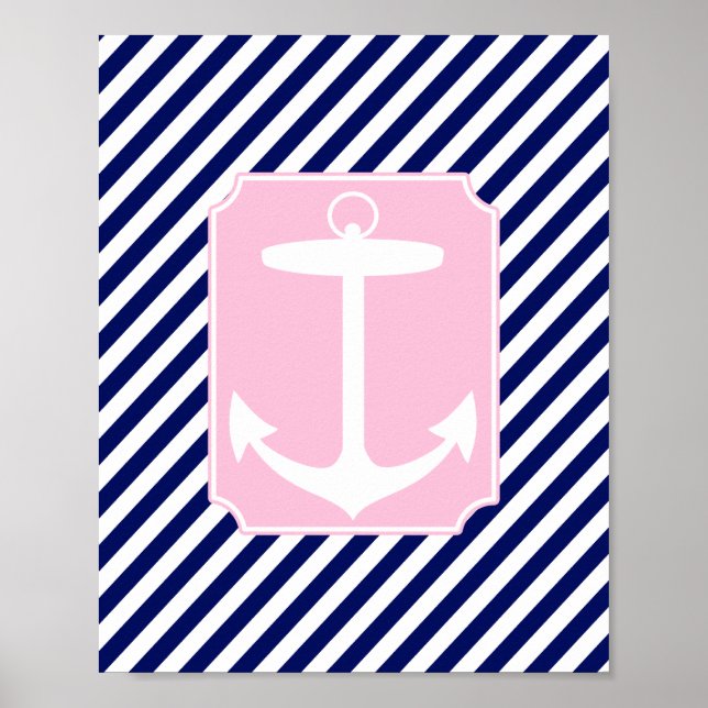 Póster Âncora azul e rosa (Frente)