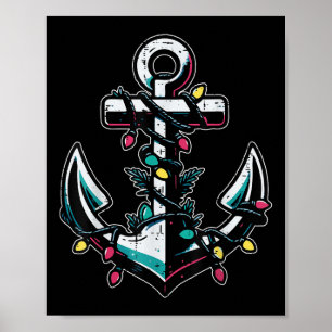 Poster Âncora de Barco de Natal Xmas Marinheiro Cruzeiro