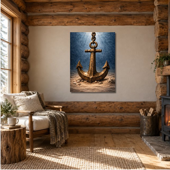 Poster Âncora de Bronze Subaquática Oceano (Criador carregado)