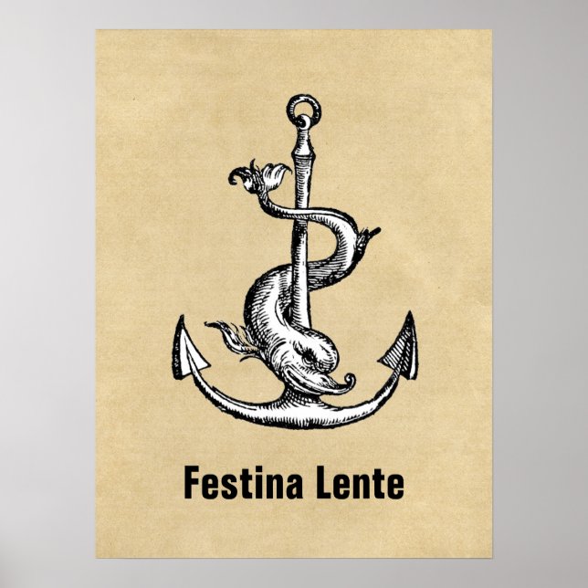 Poster Âncora e golfinho - Festina Lente (Frente)