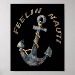 Poster Âncora Náutica Divertida Navegação Vela Sentimento