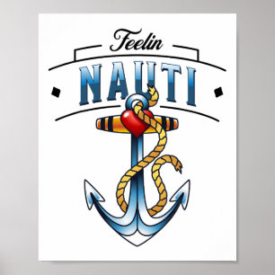Poster Âncora Náutica Divertida Navegação Vela Sentimento