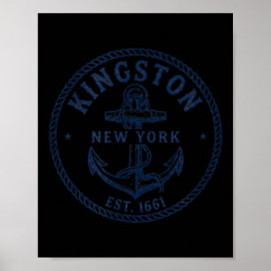 Poster Âncora Vintage de Kingston Nova York Design Náutic
