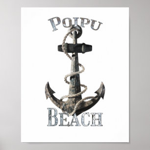 Poster Ancoragem Náutica de Férias no Havaí de Poipu Beac