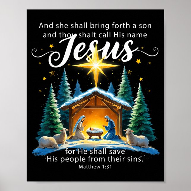 Poster And Thou Shalt Call His Name Jesus Nativity Christ (Frente)