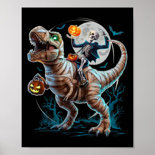 Poster Andando Mummy Pumpkin T Rex Dinosaur Engraçado Hal