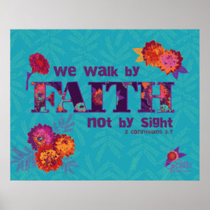 Poster Ande pela arte floral chique da escritura do boho