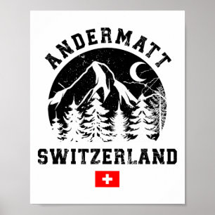 Poster Andermatt Suiça Ski Resort Alpes Skiin Alpino