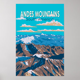Poster Andes monta a América do Sul Viagem Art Vintage