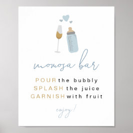 Poster ANDI Blue Poppin Botles Momosa Sinal de Bar