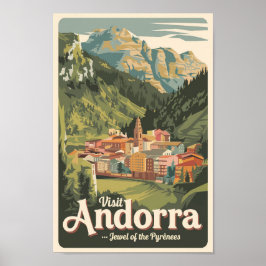Poster Andorra Illustração Viagem Art Vintage