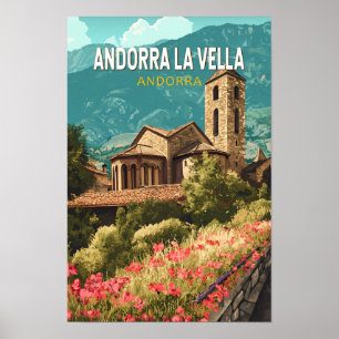 Poster Andorra la Vella Viagem Art Vintage