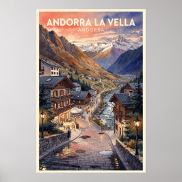 Poster Andorra la Vella Viagens Retrô