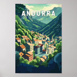 Poster Andorra Viagem Art Vintage