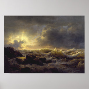 Póster Andreas Achenbach - esclarecendo - costa de
