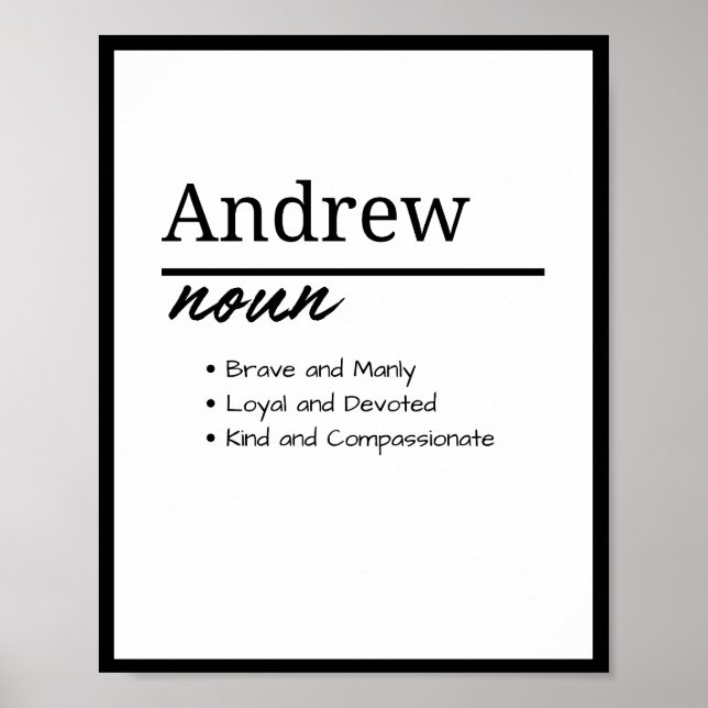 Poster Andrew, Definição de Nome Personalizado de Menino (Frente)