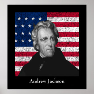 Poster Andrew Jackson e a bandeira dos E.U.