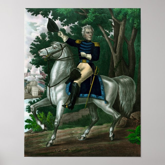 Póster Andrew Jackson Em Horseback (Frente)