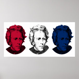 Poster Andrew Jackson vermelho, branco, e azul