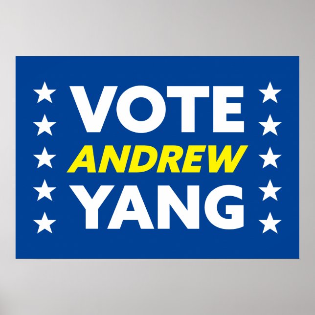 Poster Andrew Yang Nova Iorque Mayor Stars Blue (Frente)