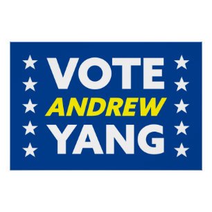 Póster Andrew Yang Nova Iorque Mayor Stars Blue