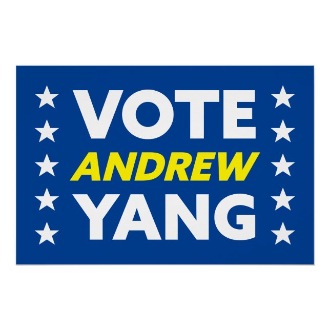 Póster Andrew Yang Nova Iorque Mayor Stars Blue (Frente)