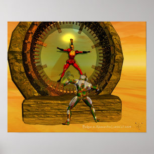 Póster ANDROID XENIA ENCONTRA TITÃ NO DESERTO Sci Fi
