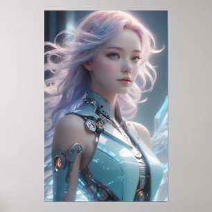 Poster Androide feminino futurística