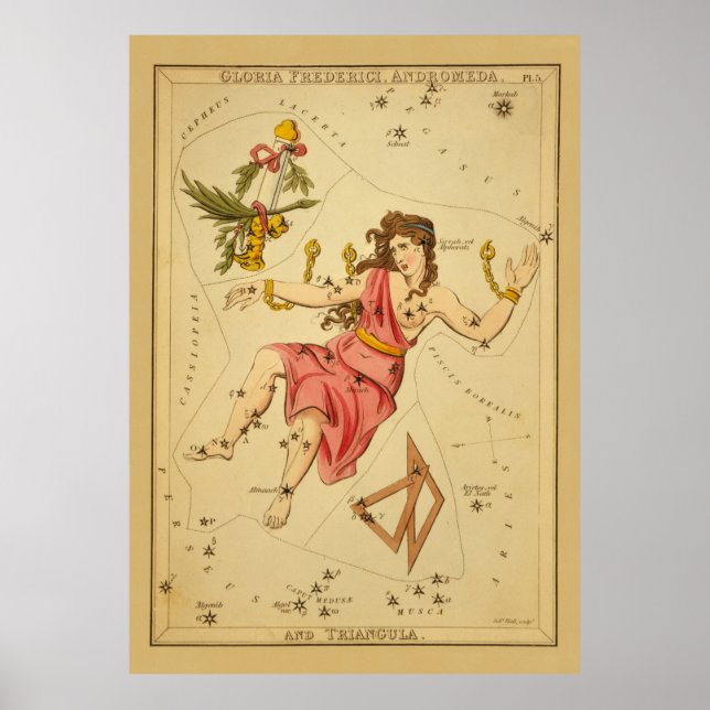 Poster Andromeda - Imagem do Gráfico Astronômico em Estre (Frente)