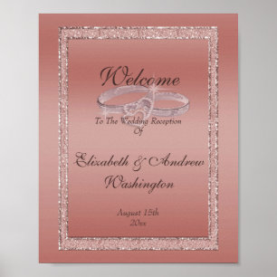 Poster Anéis de Casamento de rosa Dourado e Silver