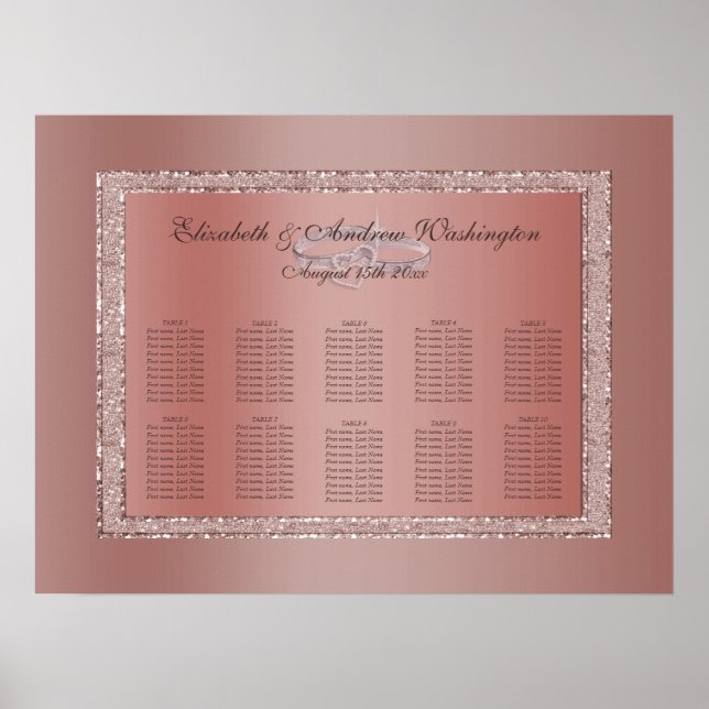 Poster Anéis de Casamento de rosa Dourado e Silver (Frente)