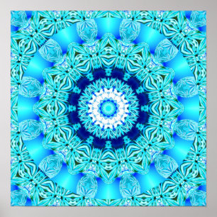 Poster Anel azul do anjo do gelo, mandala abstrata