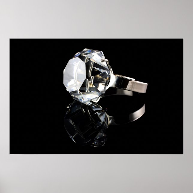 Póster Anel de diamante em preto (Frente)