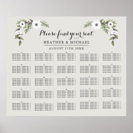 Póster Anêmonas pintadas - Gráfico de assentos alfabético