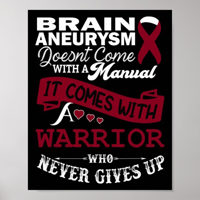 Poster Aneurisma Sensibilização Burgundy Ribbon Warrisupp (Frente)