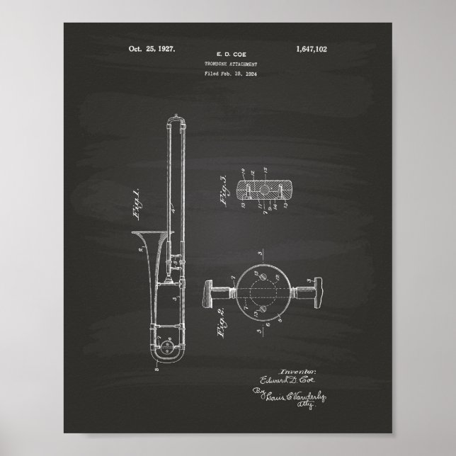 Poster Anexo de Trombone 1927 Quadro de Arte Patente (Frente)