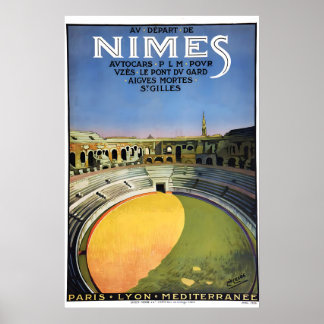 Poster Anfiteatro de Nîmes 1926 França - Estilo Vintage