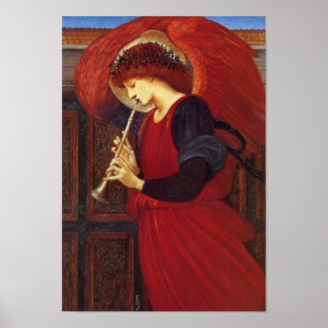 Poster Angel com trompete, Burne-Jones Fine Art (Frente)