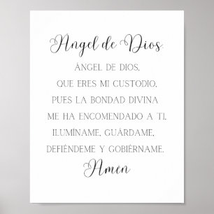 Poster Angel de Dios - Oração Espanhola
